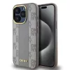 DKNY PU Leather Checkered Pattern Magsafe tok, iPhone 15 Pro - bézs