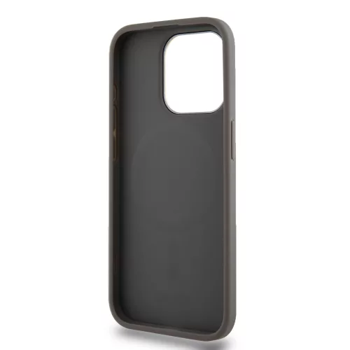 DKNY PU Leather Checkered Pattern Magsafe tok, iPhone 15 Pro - bézs