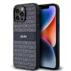 DKNY PU Leather Repeat Pattern Tonal Stripe tok, iPhone 14 Pro - fekete