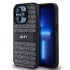 DKNY PU Leather Repeat Pattern Tonal Stripe tok, iPhone 15 Pro - fekete