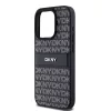 DKNY PU Leather Repeat Pattern Tonal Stripe tok, iPhone 15 Pro Max - fekete