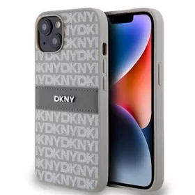   DKNY PU Leather Repeat Pattern Tonal Stripe tok, iPhone 14 - bézs