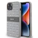 DKNY PU Leather Repeat Pattern Tonal Stripe tok, iPhone 14 - bézs