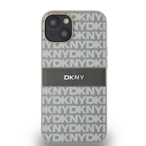 DKNY PU Leather Repeat Pattern Tonal Stripe tok, iPhone 14 - bézs