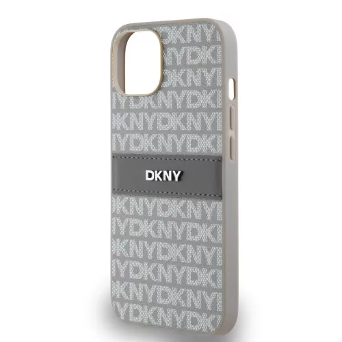 DKNY PU Leather Repeat Pattern Tonal Stripe tok, iPhone 14 - bézs