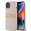 DKNY PU Leather Repeat Pattern Tonal Stripe tok, iPhone 14 - rózsaszín