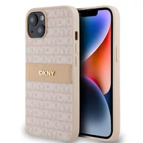   DKNY PU Leather Repeat Pattern Tonal Stripe tok, iPhone 14 - rózsaszín