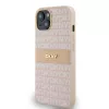 DKNY PU Leather Repeat Pattern Tonal Stripe tok, iPhone 14 - rózsaszín