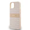 DKNY PU Leather Repeat Pattern Tonal Stripe tok, iPhone 14 - rózsaszín