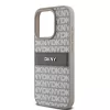 DKNY PU Leather Repeat Pattern Tonal Stripe tok, iPhone 14 Pro - bézs