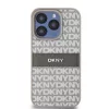 DKNY PU Leather Repeat Pattern Tonal Stripe tok, iPhone 14 Pro Max - bézs