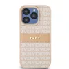 DKNY PU Leather Repeat Pattern Tonal Stripe tok, iPhone 15 Pro - rózsaszín