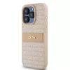 DKNY PU Leather Repeat Pattern Tonal Stripe tok, iPhone 15 Pro - rózsaszín