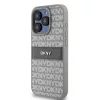 DKNY PU Leather Repeat Pattern Tonal Stripe tok, iPhone 15 Pro - bézs