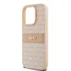 DKNY PU Leather Repeat Pattern Tonal Stripe tok, iPhone 15 Pro Max - rózsaszín