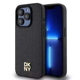   DKNY PU Leather Repeat Pattern Stack Logo Magsafe tok, iPhone 14 Pro Max - fekete