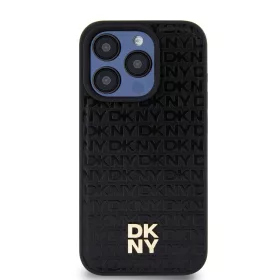   DKNY PU Leather Repeat Pattern Stack Logo Magsafe tok, iPhone 14 Pro Max - fekete