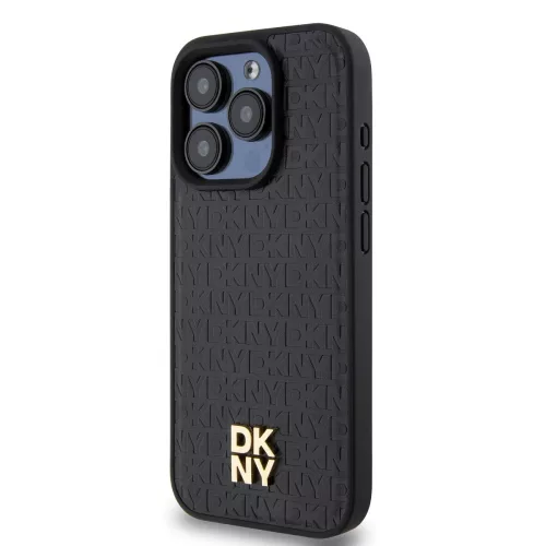 DKNY PU Leather Repeat Pattern Stack Logo Magsafe tok, iPhone 14 Pro Max - fekete