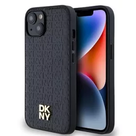   DKNY PU Leather Repeat Pattern Stack Logo Magsafe tok, iPhone 15 - fekete