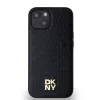 DKNY PU Leather Repeat Pattern Stack Logo Magsafe tok, iPhone 15 - fekete