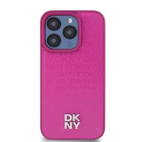   DKNY PU Leather Repeat Pattern Stack Logo Magsafe tok, iPhone 15 Pro Max - rózsaszín
