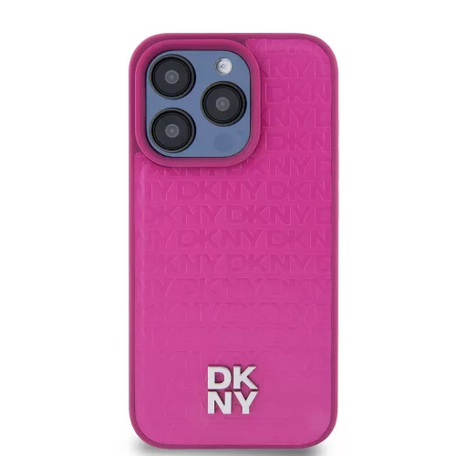 DKNY PU Leather Repeat Pattern Stack Logo Magsafe tok, iPhone 15 Pro Max - rózsaszín