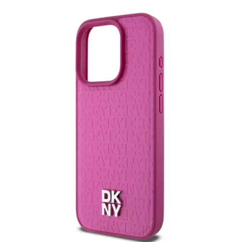 DKNY PU Leather Repeat Pattern Stack Logo Magsafe tok, iPhone 15 Pro Max - rózsaszín