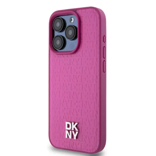 DKNY PU Leather Repeat Pattern Stack Logo Magsafe tok, iPhone 15 Pro Max - rózsaszín