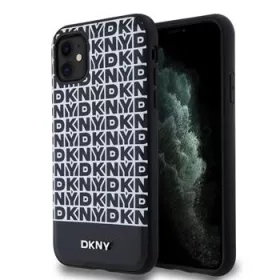   DKNY PU Leather Repeat Pattern Bottom Stripe MagSafe tok, iPhone 11 - fekete