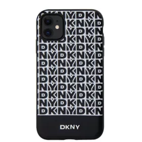   DKNY PU Leather Repeat Pattern Bottom Stripe MagSafe tok, iPhone 11 - fekete