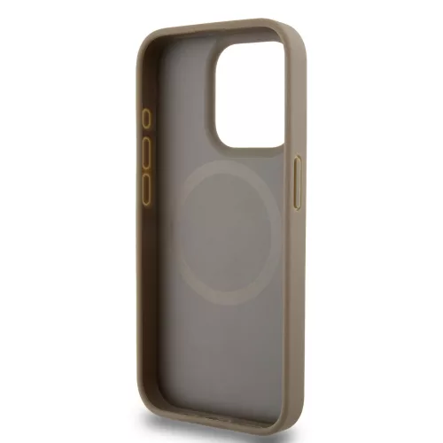 DKNY PU Leather Repeat Pattern Bottom Stripe MagSafe tok, iPhone 13 Pro Max - barna