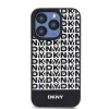 DKNY PU Leather Repeat Pattern Bottom Stripe MagSafe tok, iPhone 13 Pro Max - fekete