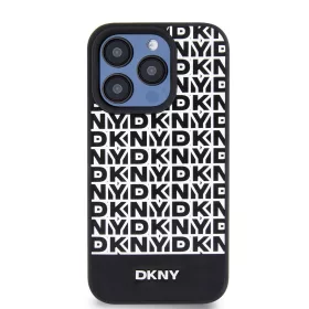   DKNY PU Leather Repeat Pattern Bottom Stripe MagSafe tok, iPhone 13 Pro Max - fekete