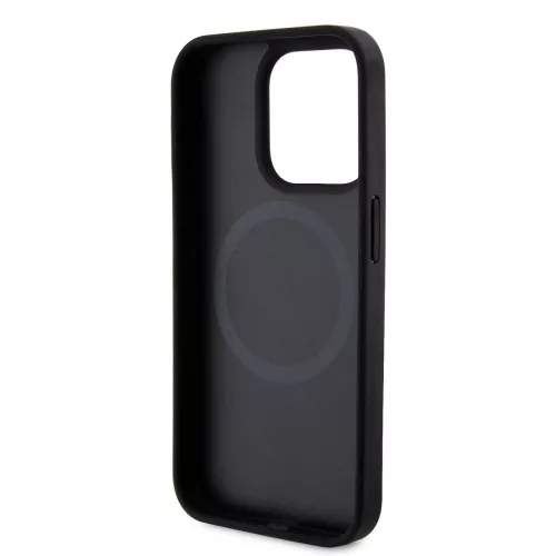 DKNY PU Leather Repeat Pattern Bottom Stripe MagSafe tok, iPhone 13 Pro Max - fekete