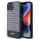 DKNY PU Leather Repeat Pattern Bottom Stripe MagSafe tok, iPhone 14 - fekete