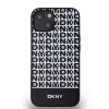 DKNY PU Leather Repeat Pattern Bottom Stripe MagSafe tok, iPhone 14 - fekete