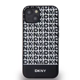   DKNY PU Leather Repeat Pattern Bottom Stripe MagSafe tok, iPhone 14 - fekete