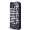 DKNY PU Leather Repeat Pattern Bottom Stripe MagSafe tok, iPhone 14 - fekete