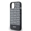 DKNY PU Leather Repeat Pattern Bottom Stripe MagSafe tok, iPhone 14 - fekete