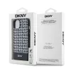 DKNY PU Leather Repeat Pattern Bottom Stripe MagSafe tok, iPhone 14 - fekete