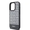 DKNY PU Leather Repeat Pattern Bottom Stripe MagSafe tok, iPhone 14 Pro - fekete