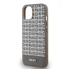 DKNY PU Leather Repeat Pattern Bottom Stripe MagSafe tok, iPhone 15 - barna