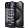 DKNY PU Leather Repeat Pattern Bottom Stripe MagSafe tok, iPhone 15 - fekete