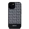 DKNY PU Leather Repeat Pattern Bottom Stripe MagSafe tok, iPhone 15 - fekete