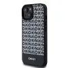 DKNY PU Leather Repeat Pattern Bottom Stripe MagSafe tok, iPhone 15 - fekete