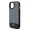 DKNY PU Leather Repeat Pattern Bottom Stripe MagSafe tok, iPhone 15 - fekete