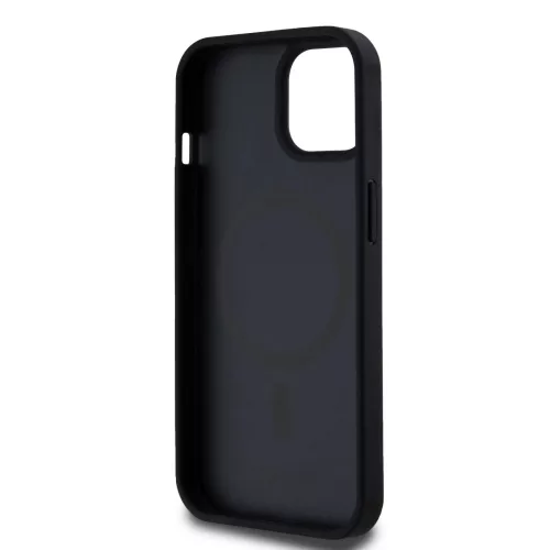 DKNY PU Leather Repeat Pattern Bottom Stripe MagSafe tok, iPhone 15 - fekete