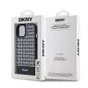 DKNY PU Leather Repeat Pattern Bottom Stripe MagSafe tok, iPhone 15 - fekete