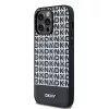 DKNY PU Leather Repeat Pattern Bottom Stripe MagSafe tok, iPhone 15 Pro Max - fekete