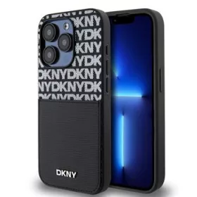   DKNY PU Leather Repeat Pattern Card Pocket tok, iPhone 14 Pro Max - fekete